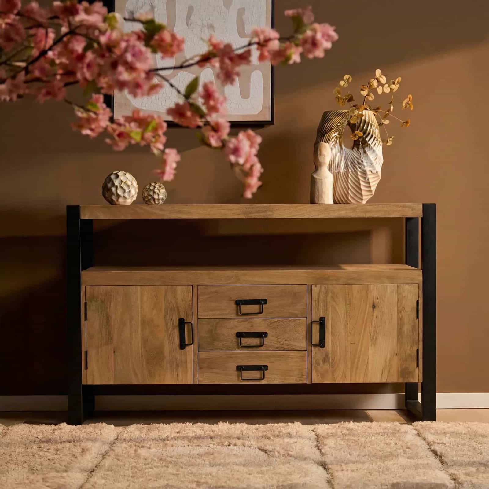 Dressoir Naturel Mangohout 135 cm