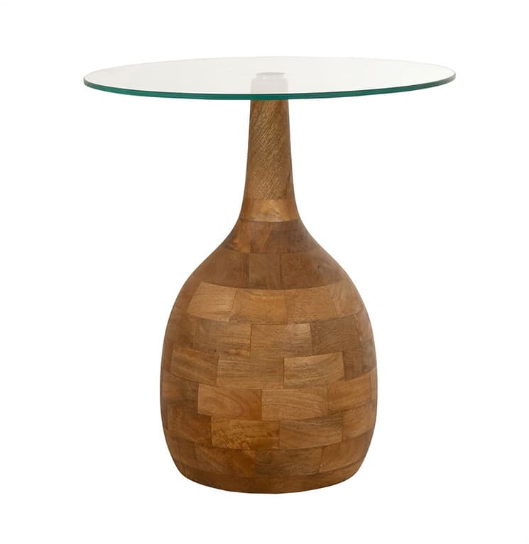 Stella salontafel Ø50, H55, Smooth Natural, Clear glass - My Sons