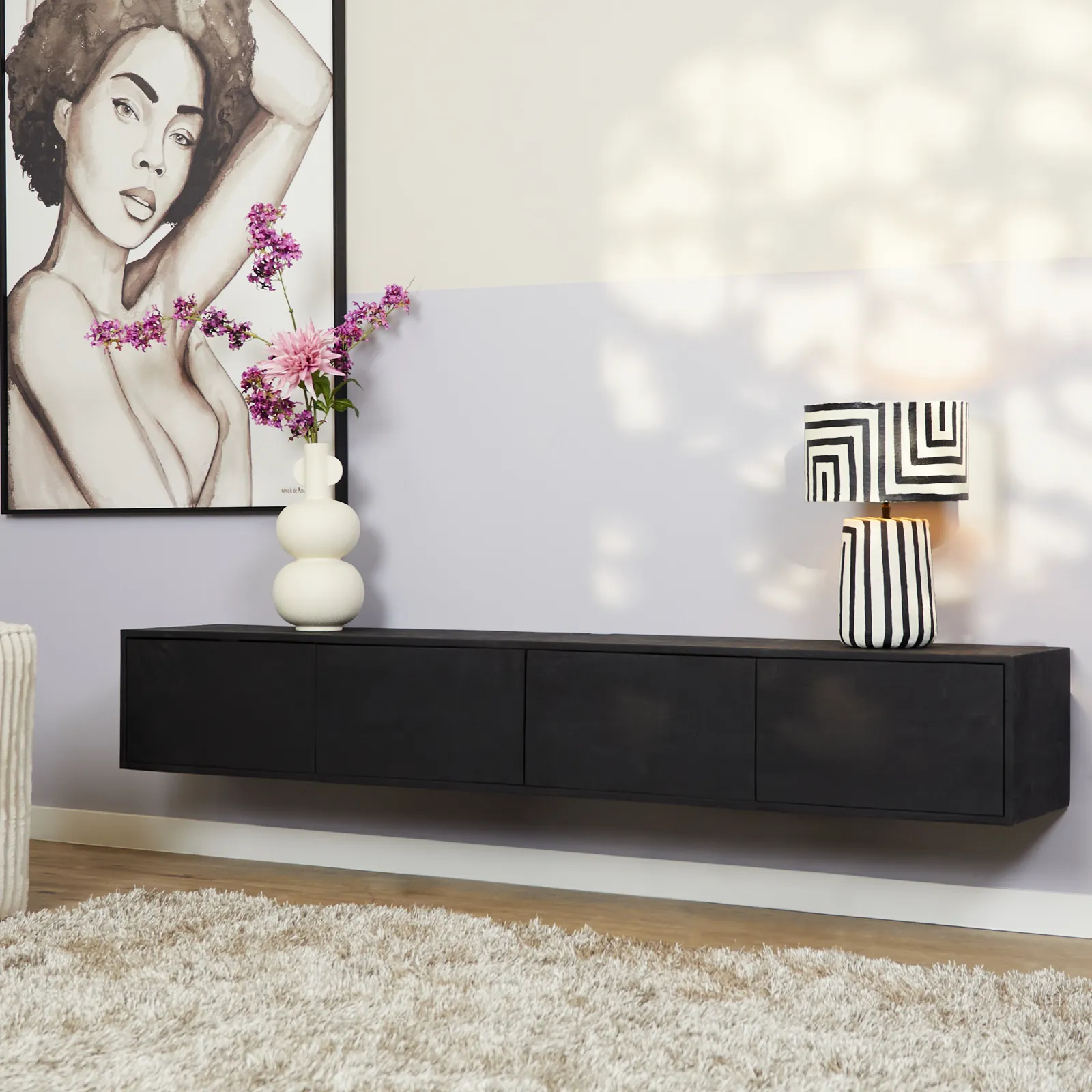 Zwevend tv meubel Vision Black | 200 cm - Starfurn