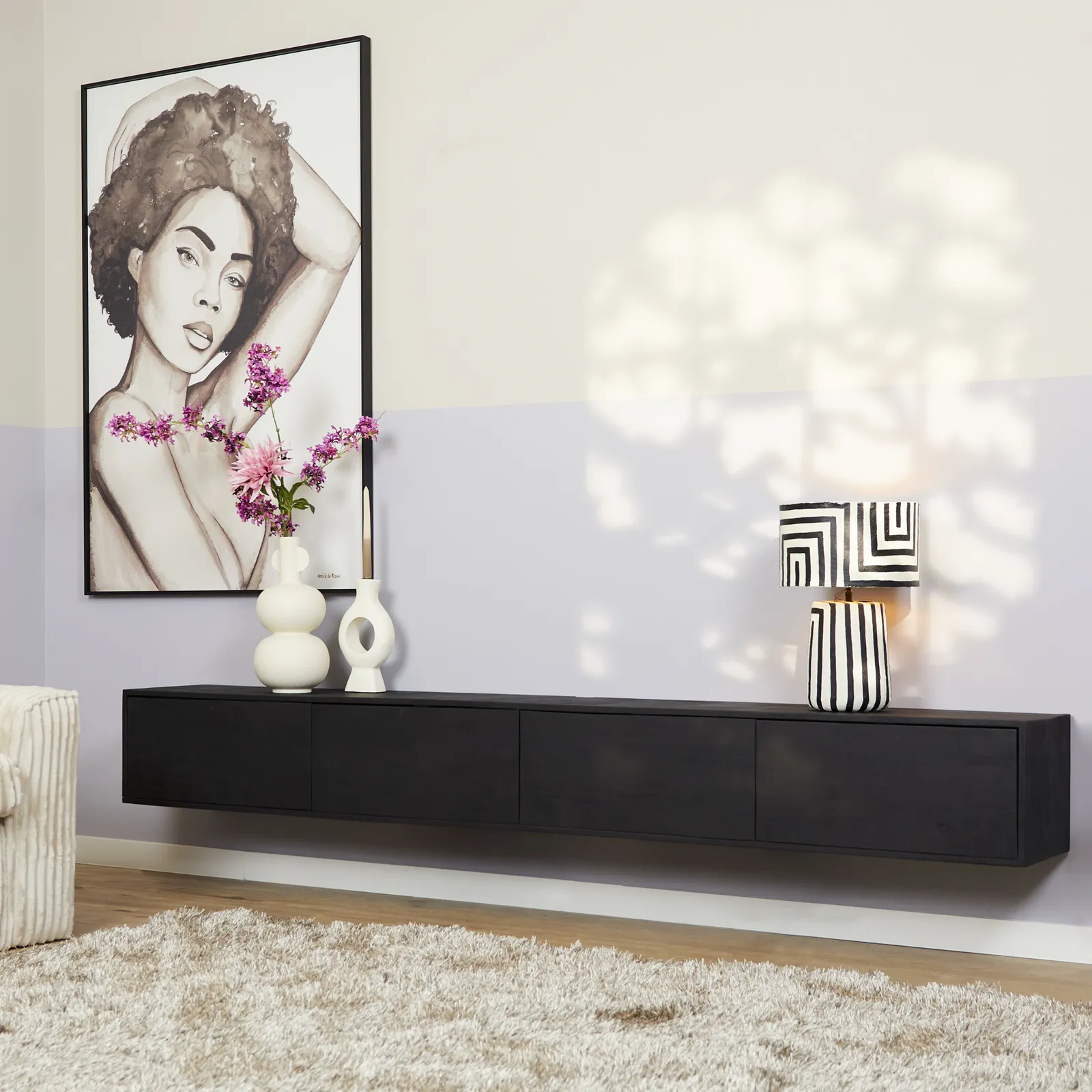 Zwevend tv meubel Vision Black | 240 cm - Starfurn