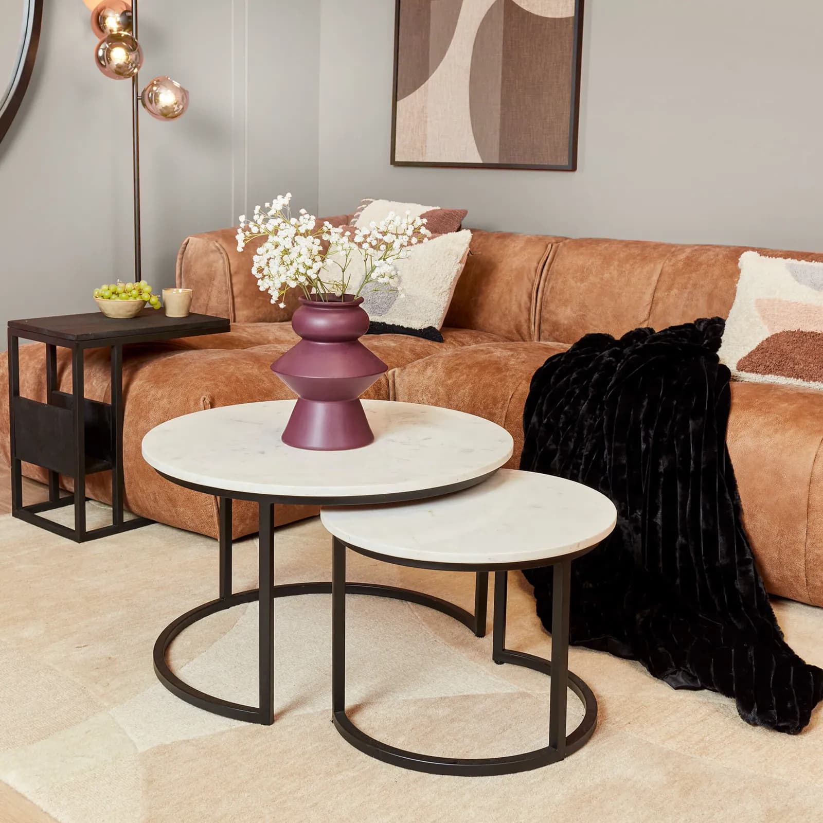 Salontafel Nova White marble | 70 cm | Set van 2 - Starfurn