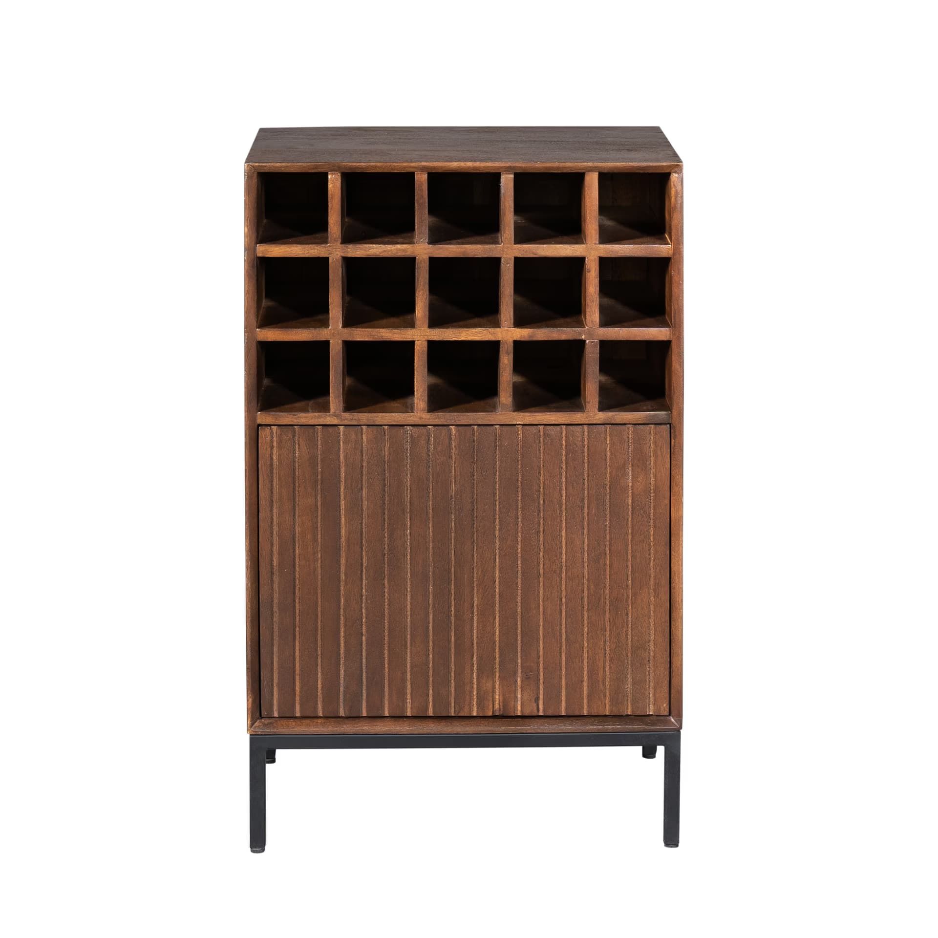 Wijnkast Madison Brown 55 cm mangohout in bruin Mokana - Starfurn