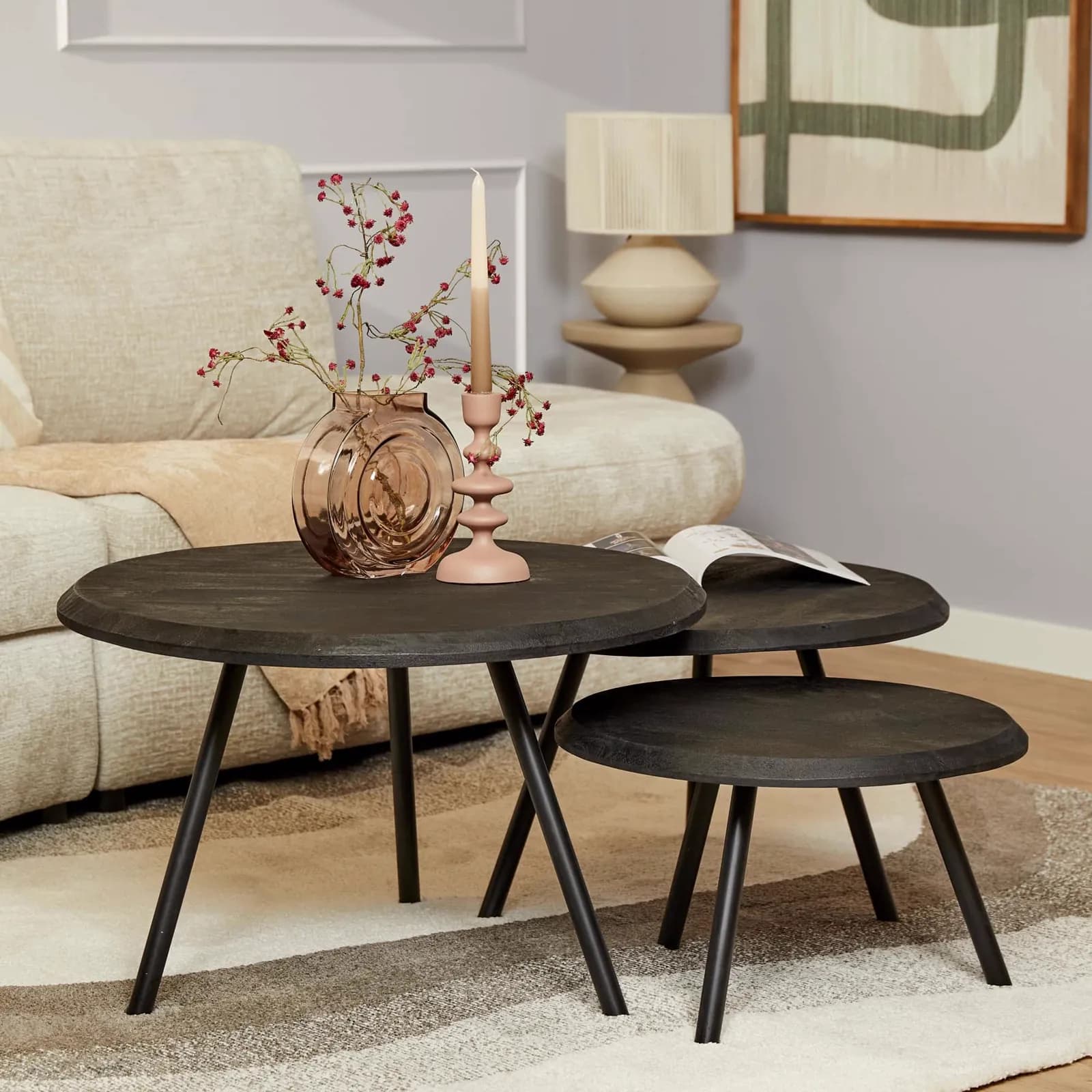 Salontafel Ohio Black | 70 cm| set van 3 - Starfurn