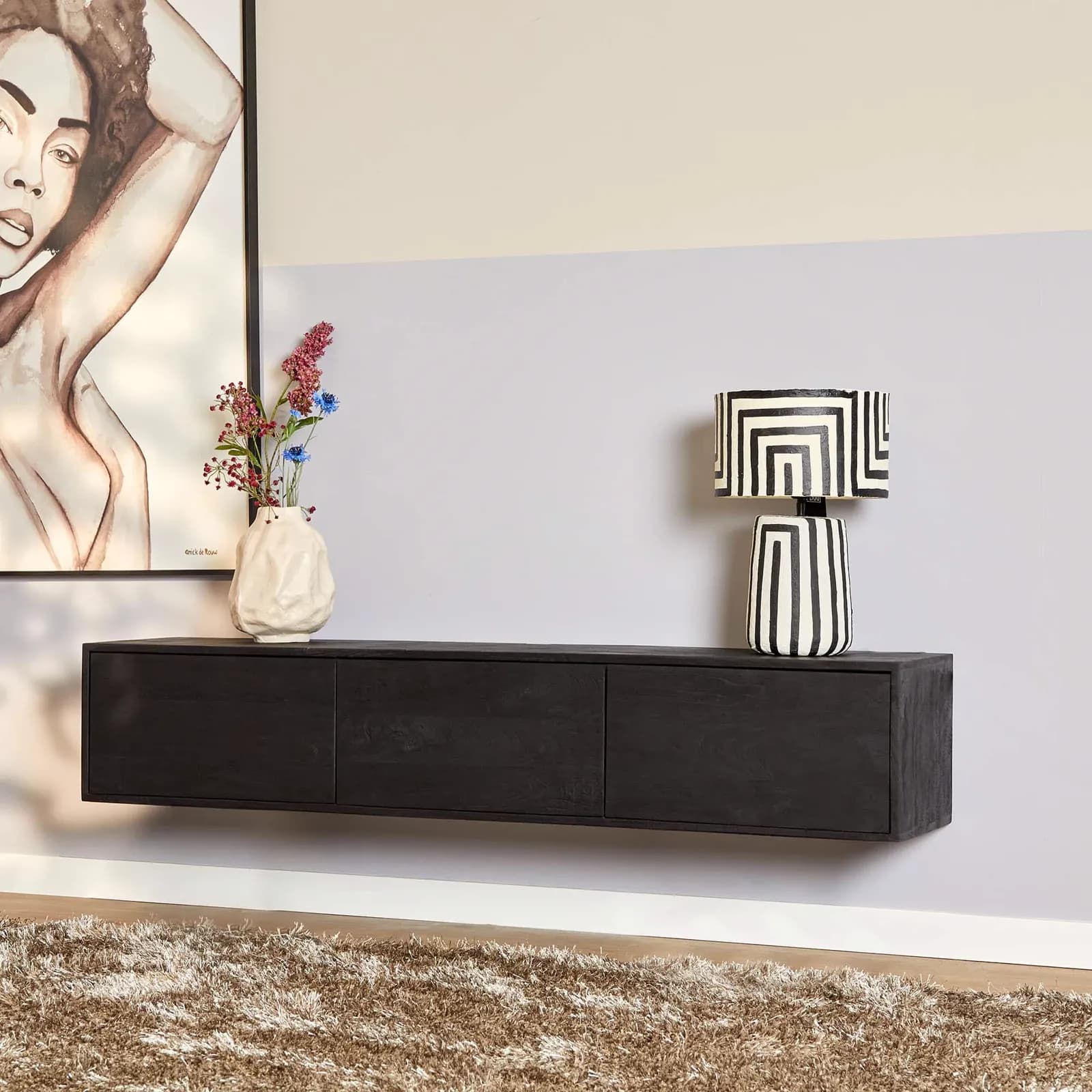 Zwevend tv meubel Vision Black | 160 cm - Starfurn