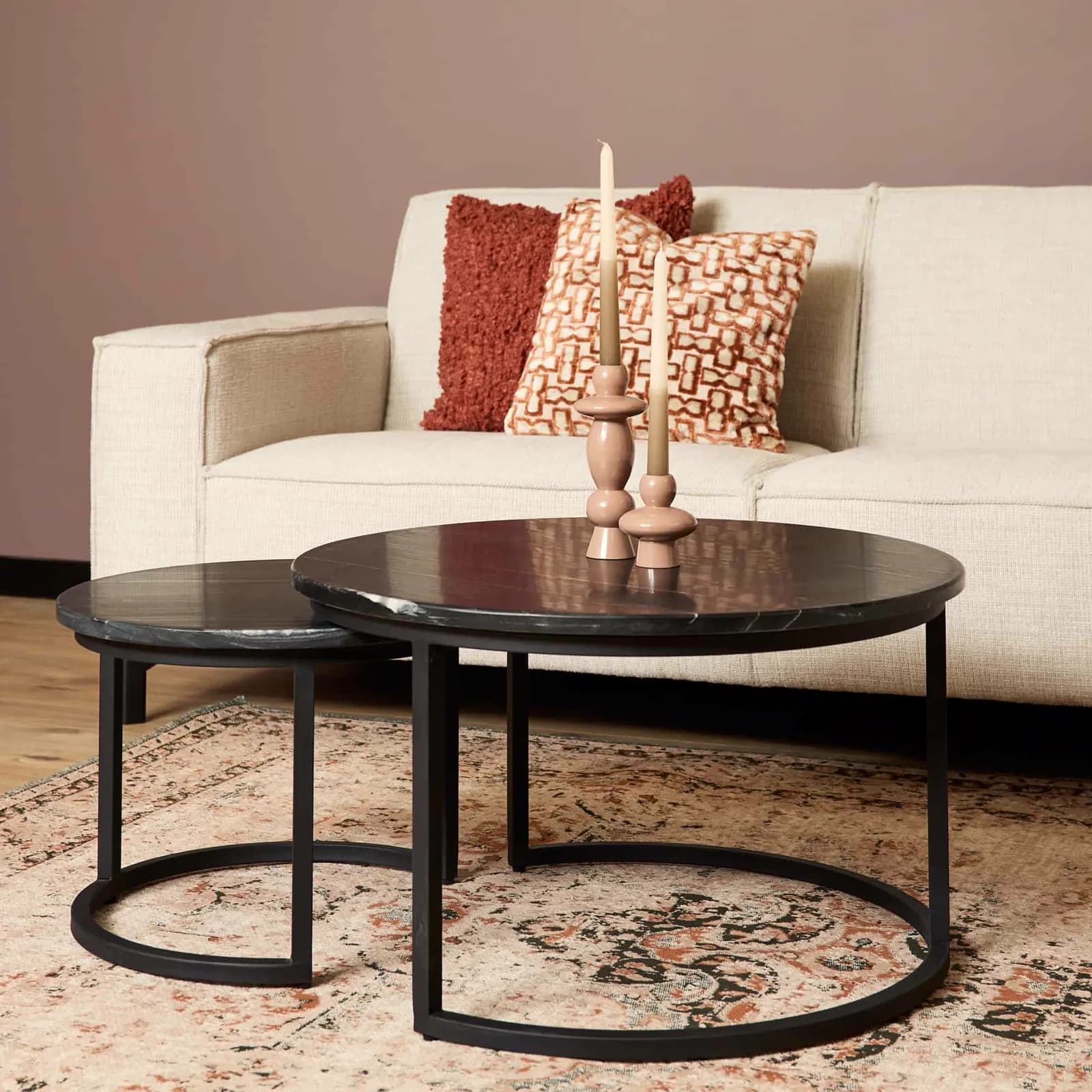 Salontafel Nova Black marble | 70 cm | Set van 2 - Starfurn