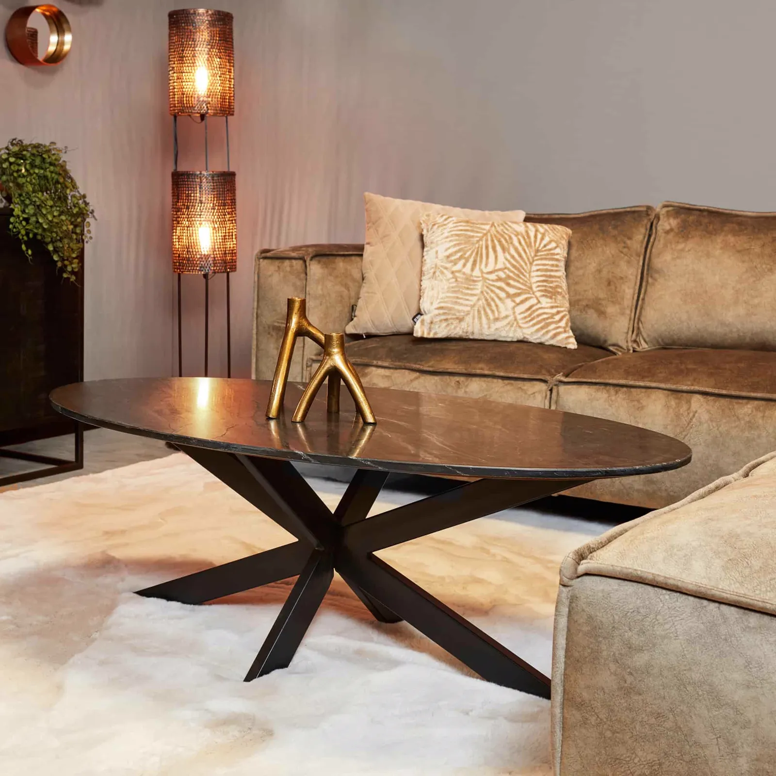 Salontafel Faye Black marble | 120 cm | Ovaal - Starfurn