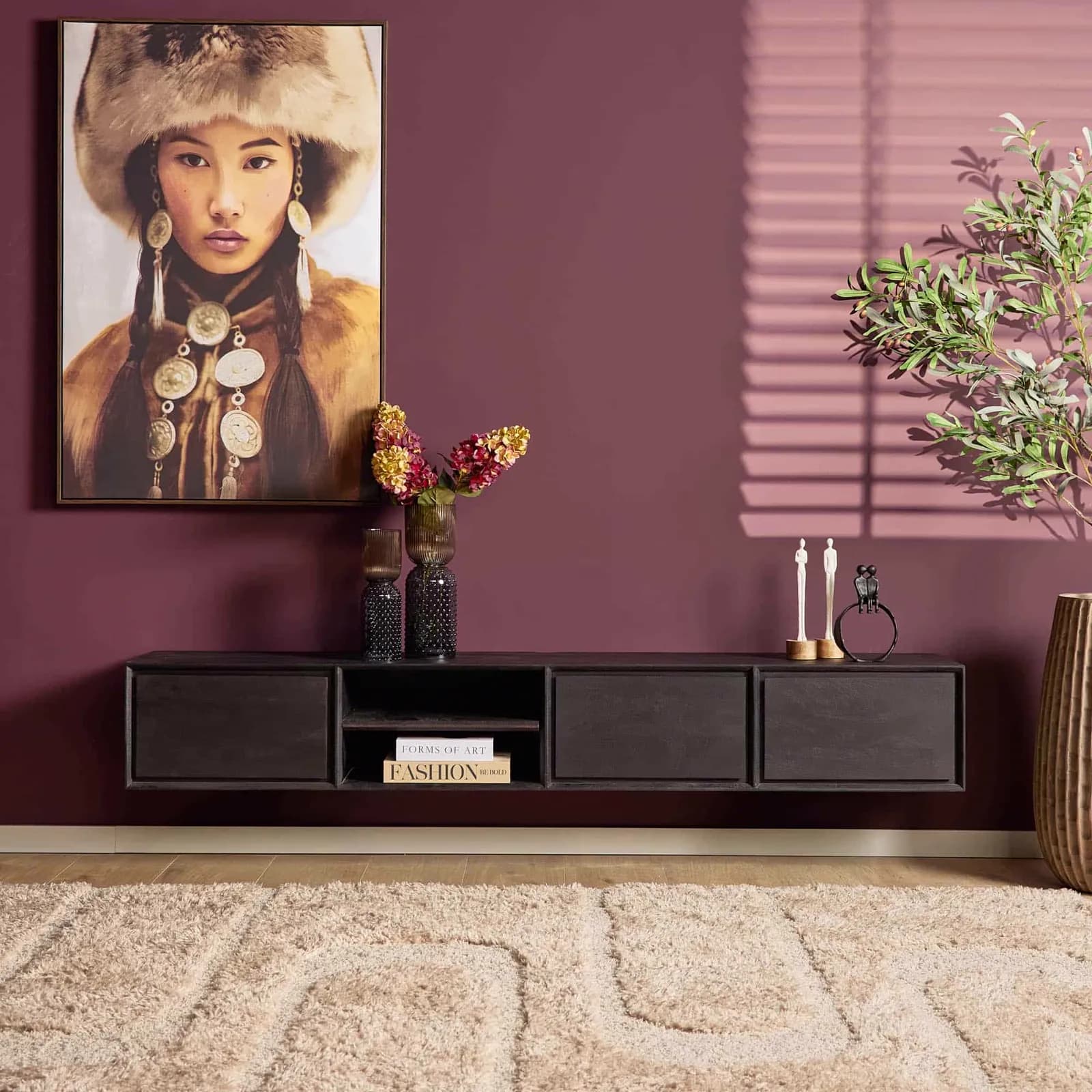 Zwevend tv meubel Ambiance Black | 200 cm - Starfurn