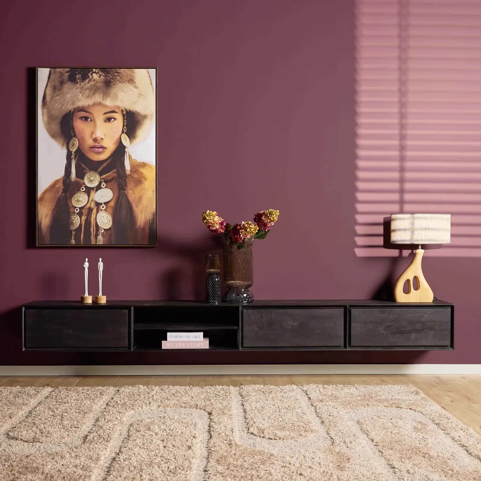 Zwevend tv meubel Ambiance Black | 280 cm - Starfurn