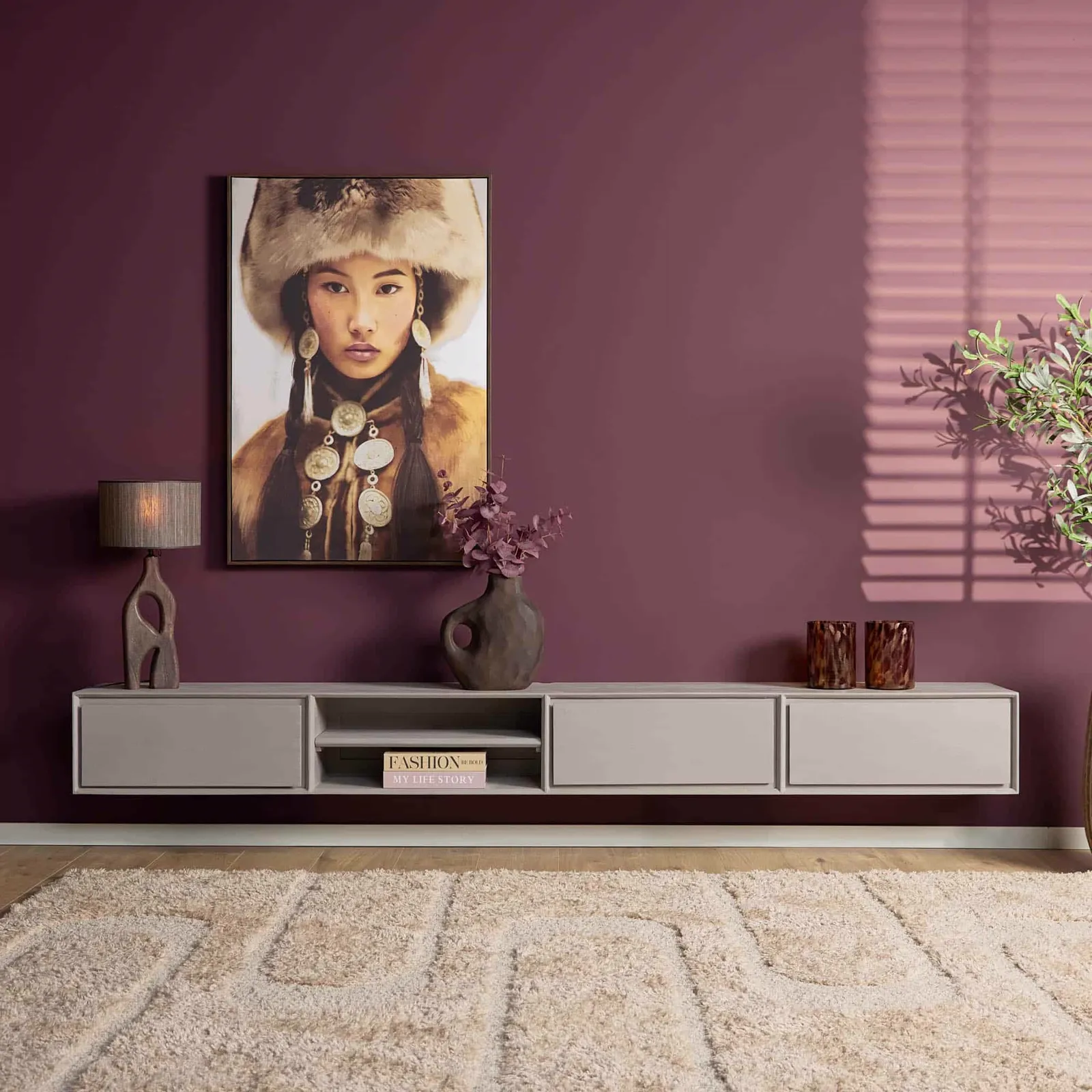 Zwevend tv meubel Ambiance Taupe | 280 cm - Starfurn