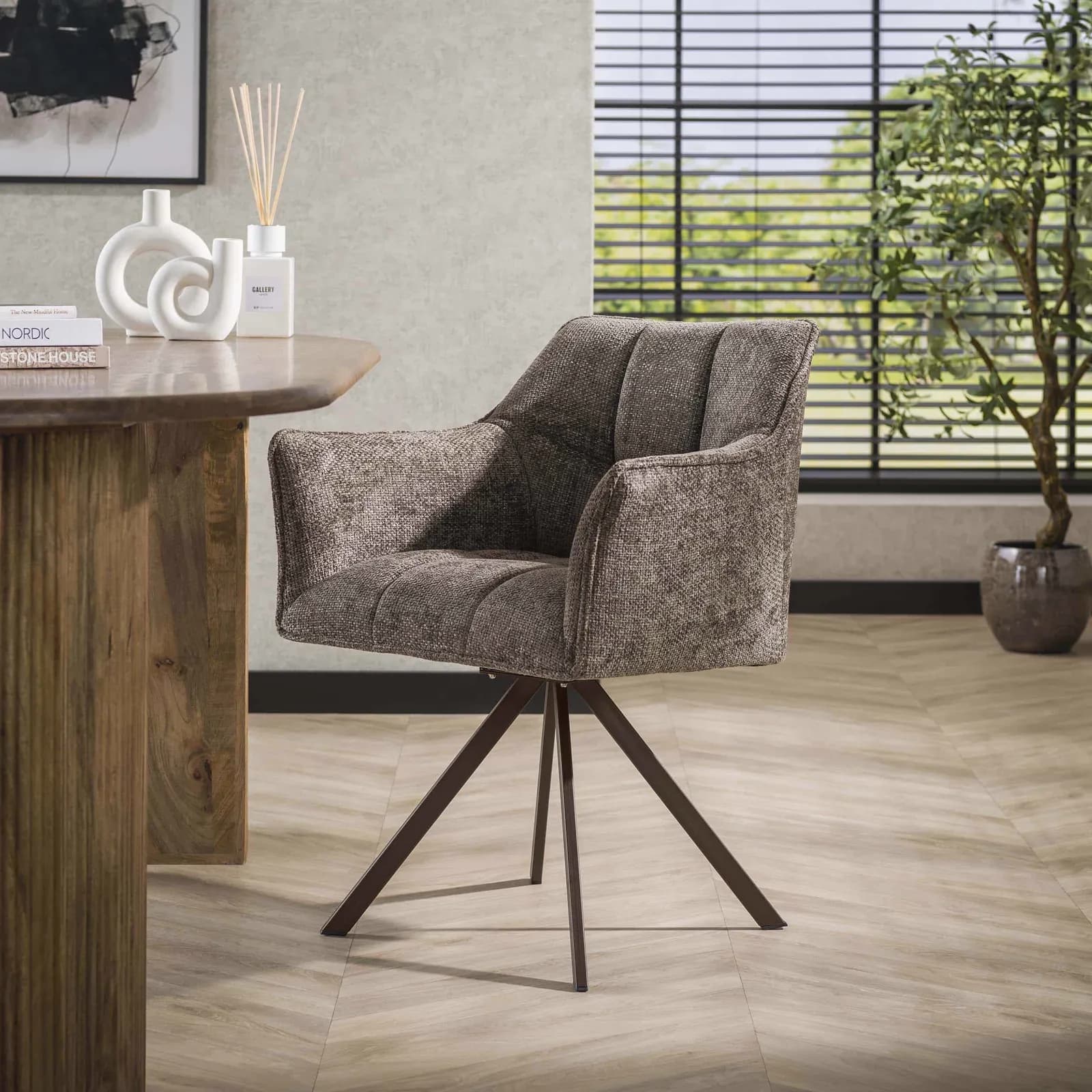 Armstoel Raster Hoven taupe-bruin