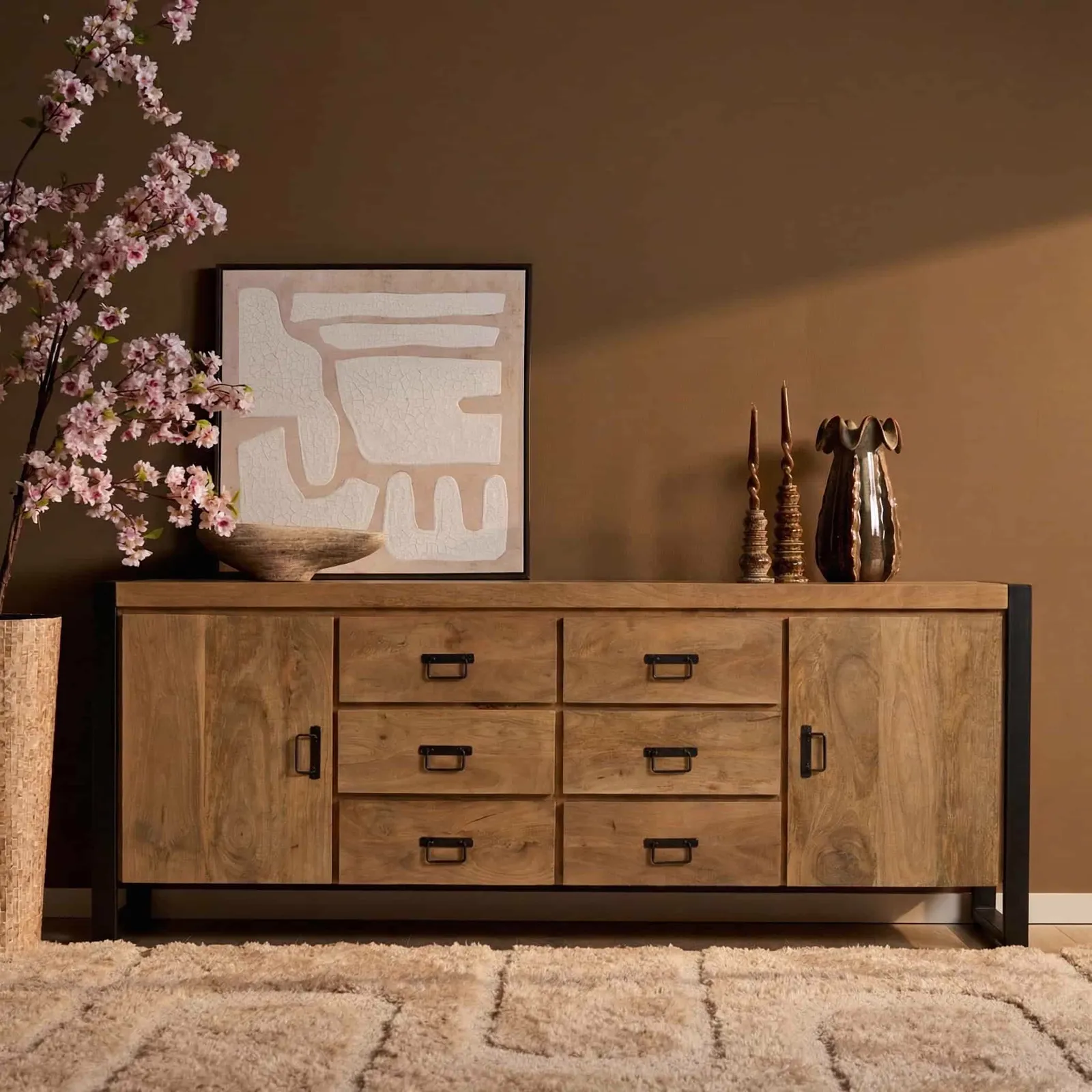 Dressoir Britt Naturel Mangohout 200 cm - Starfurn