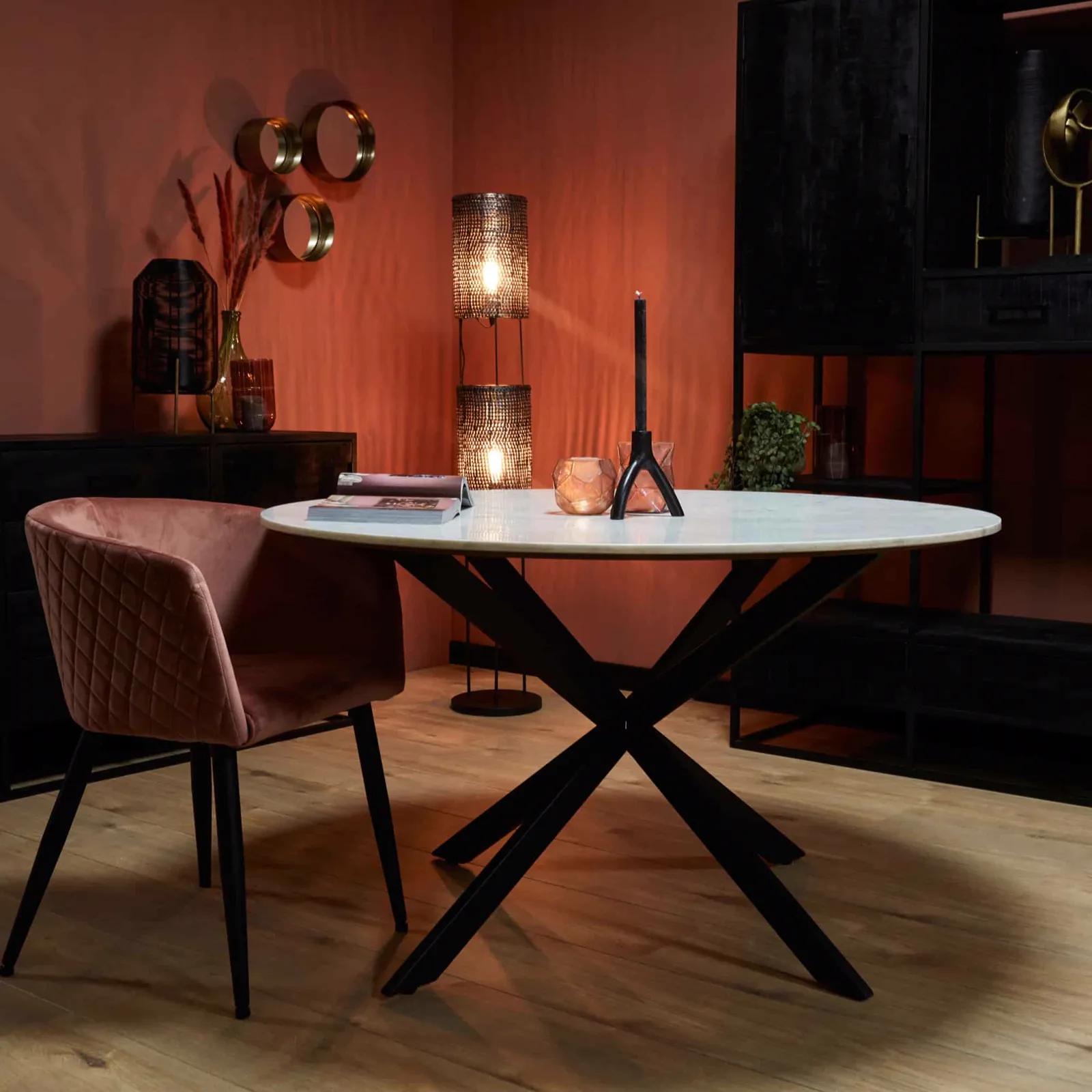 Ronde eettafel Lynn Wit Marmer 130 cm - Starfurn
