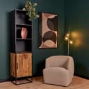 Boekenkast Oakland met deur Zwart Mangohout 50 cm - Starfurn