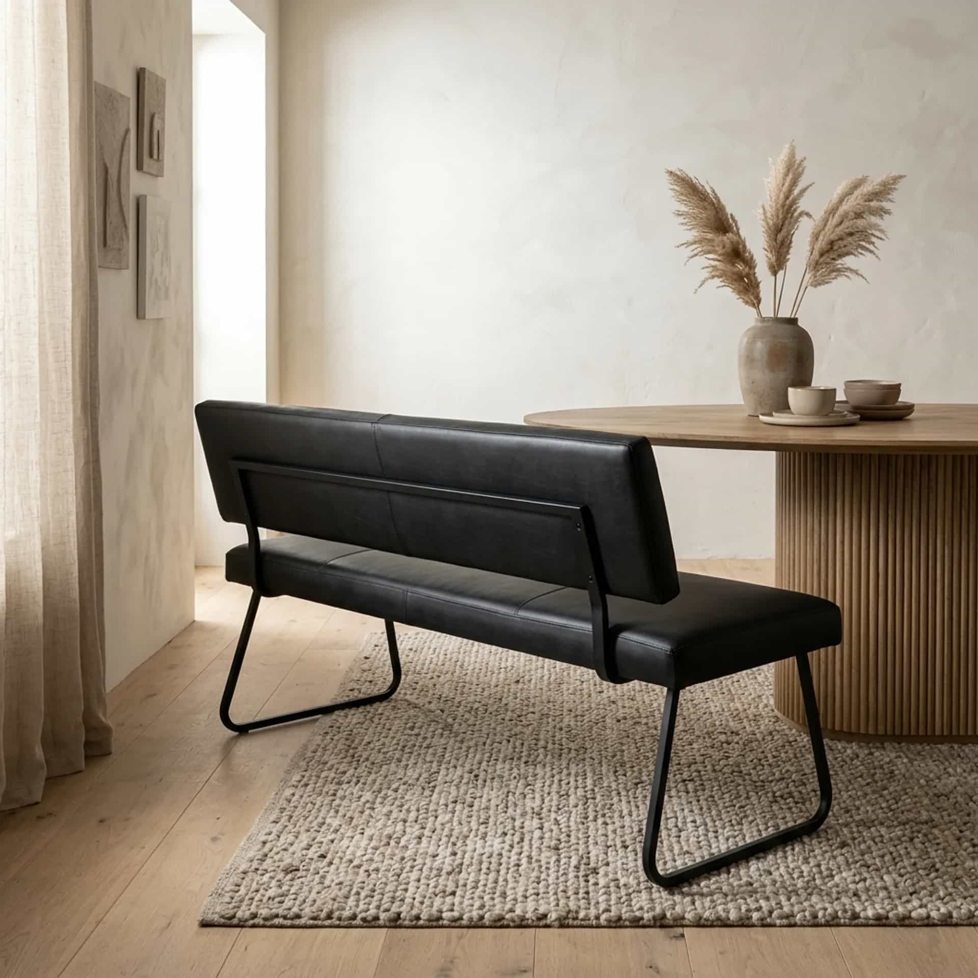 Eetkamerbank Lara Ovaal | Leder & Stof