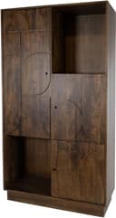 Wandkast 180 met 3 deuren en 2 open vakken, Mango Brown Walnut - My Sons