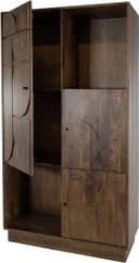 Wandkast 180 met 3 deuren en 2 open vakken, Mango Brown Walnut - My Sons