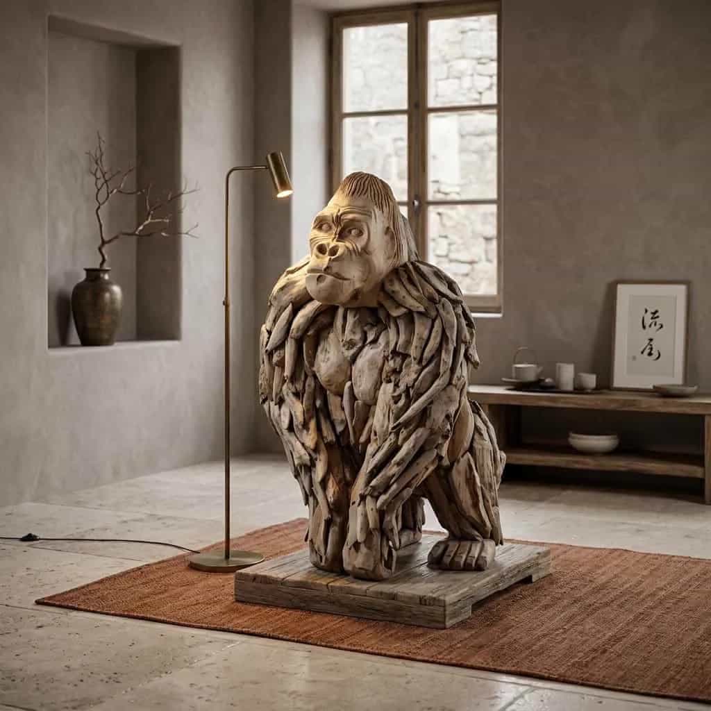Gorilla teak zittend