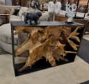 Sidetable Camiel stukken teak met zwart metaal - Sventerior
