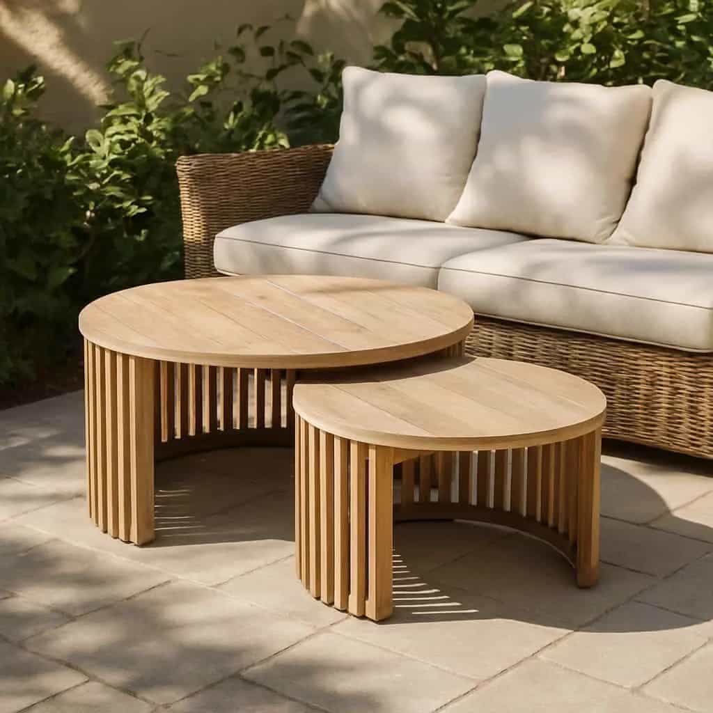 Salontafelset teak rond outdoor