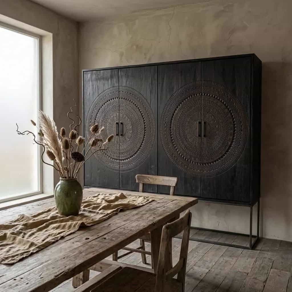 Wandkast Intan groot teak zwart