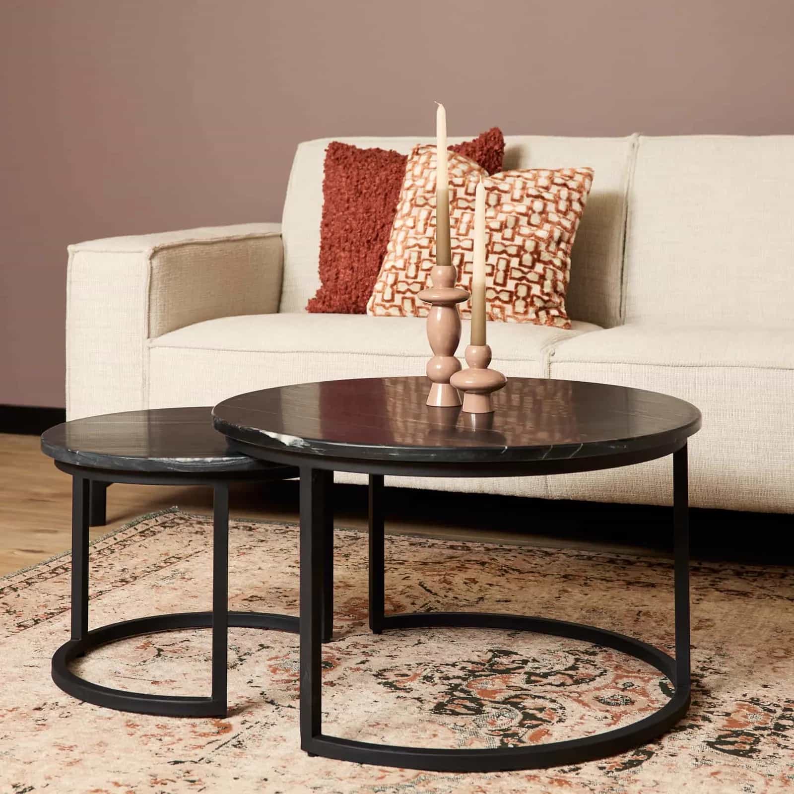 Salontafel Nova Black marble | 70 cm | Set van 2