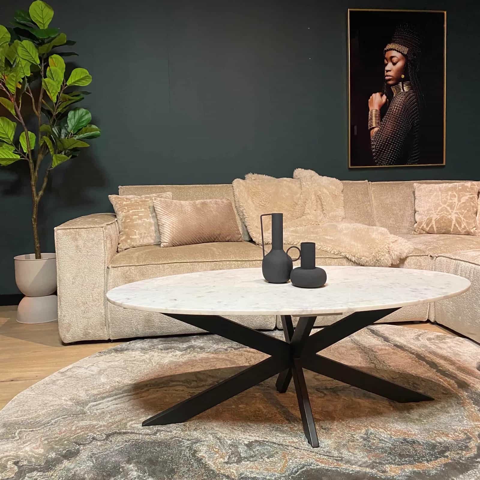 Salontafel Faye White marble | 130 cm | Ovaal