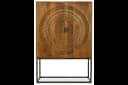 Elegante houten dressoir met gedetailleerd, ambachtelijk houtbewerking en modern zwart metalen onderstel, perfect voor een eigentijds interieur. - My Sons