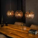 Hanglamp Armor Open 3-lichts / Zwart bruin metaal in bruin industrieel sfeer Mokana - Zijlstra