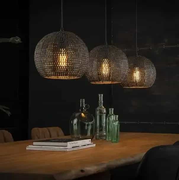 Hanglamp Armor Orb 3-lichts / Zwart bruin