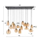 Hanglamp Rib Glass 5+5+5-lichts / Amber glas glass in cognac Mokana - Zijlstra