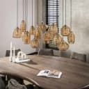 Hanglamp Rib Glass 5+5+5-lichts / Amber glas hout in bruin modern sfeer Mokana - Zijlstra