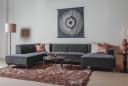 Leeds Chaise R - 2 5 - Ottoman L - City 464 Black Blue - Tower Living
