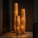 Vloerlamp Bars S 2-lichts / Massief teak mangohout in bruin bohemian sfeer Mokana - Zijlstra