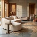 Bank Pandora beige angora lounge left - Richmond Interiors