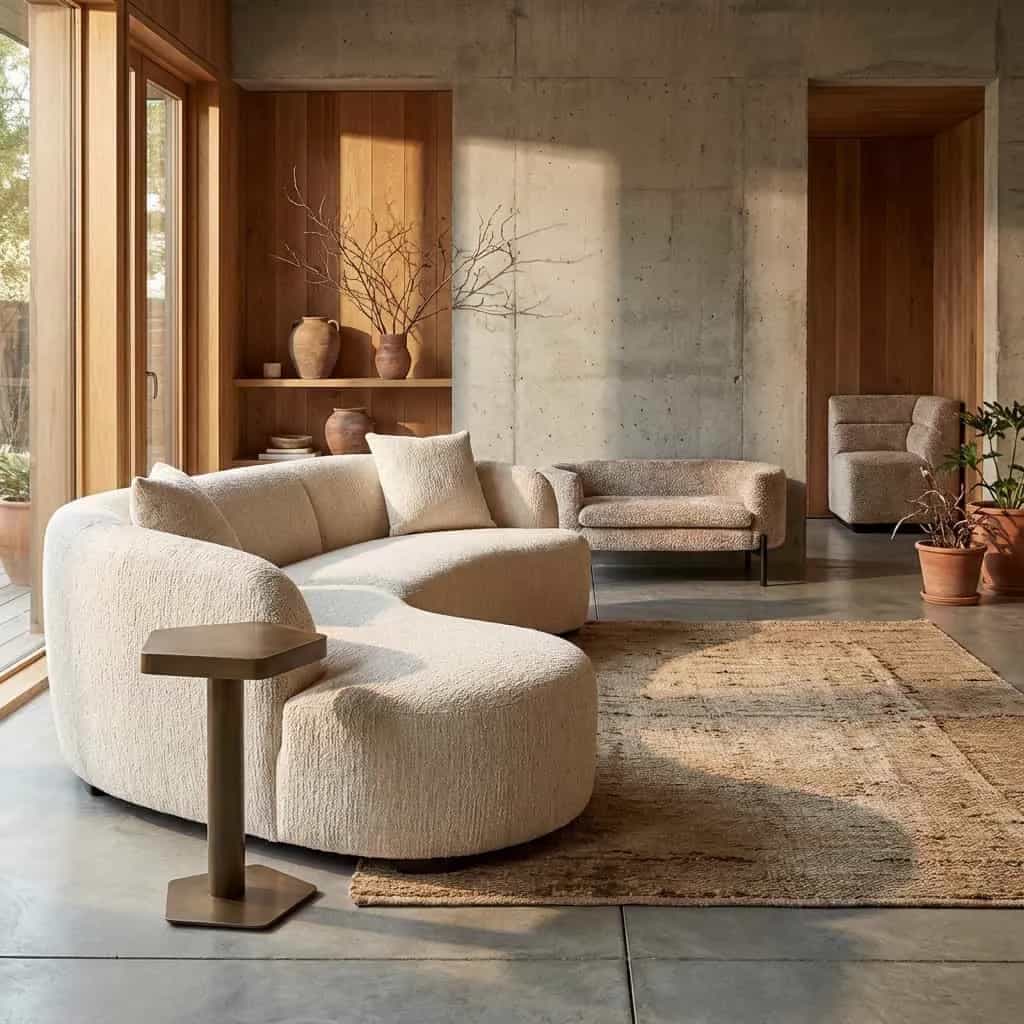 Bank Pandora beige angora lounge left