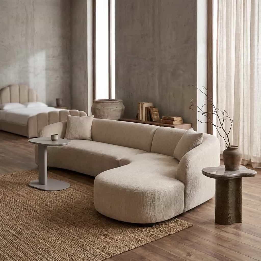 Bank Pandora beige angora lounge right