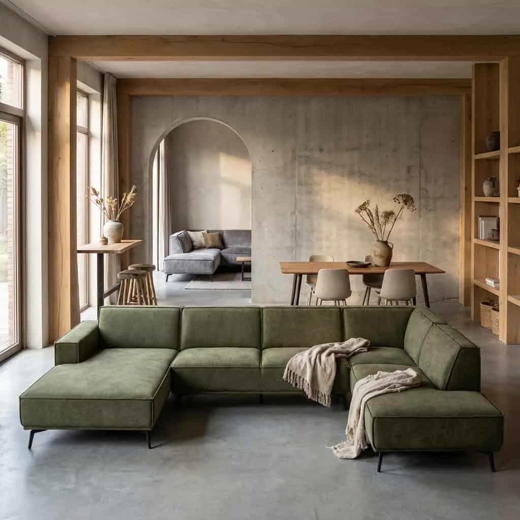 Leeds Chaise L - 2 5 - Ottoman R - City 355 Bottle Green