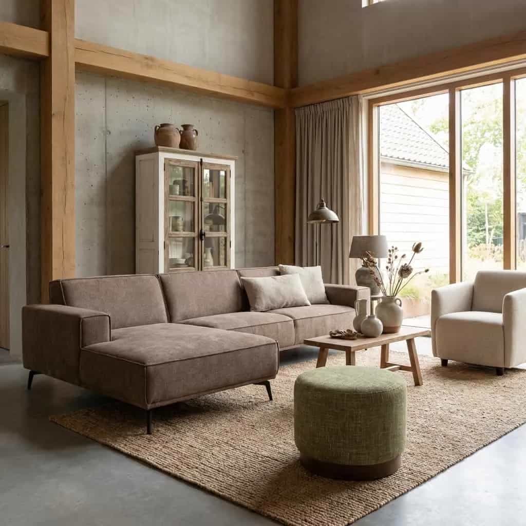 Leeds Chaise L - 2 5 - Ottoman R - City 453 Moss Grey