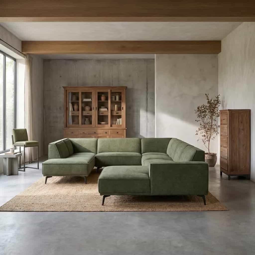 Leeds Chaise R - 2 5 - Ottoman L - City 355 Bottle Green