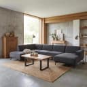 Leeds Chaise R - 2 5 - Ottoman L - City 464 Black Blue - Tower Living