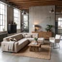 Memphis 3-AL + Ottoman R - Haga 30 beige - Tower Living