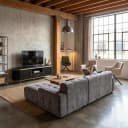 Memphis 3-AR + Ottoman L - Haga 16 charcoal - Tower Living
