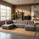 Memphis Chaise R - 3-seater - Ottoman L - Haga 16 charcoal - Tower Living