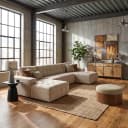 Memphis Chaise R - 3-seater - Ottoman L - Haga 30 beige - Tower Living