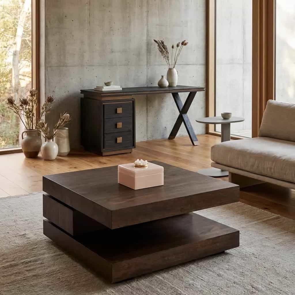 Salontafel Oakura brown 90×90