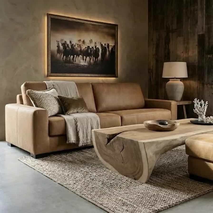 4 zits bank Kentucky + hocker | Africa leder Caramel