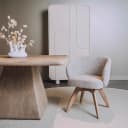 Brescia Armstoel - fabric Puente 06 beige white (draaibaar) - Tower Living