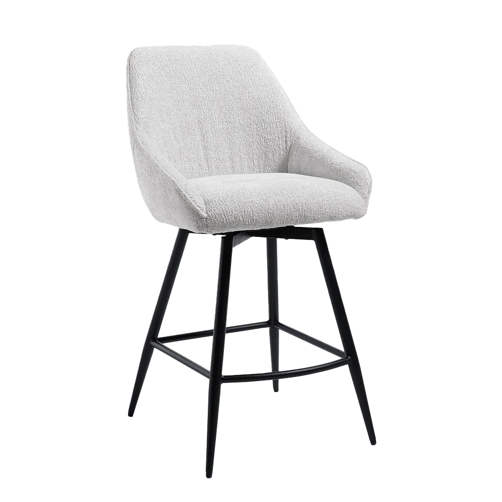 Trino Barstoel - fabric Trenza 04 white (draaibaar) - Tower Living