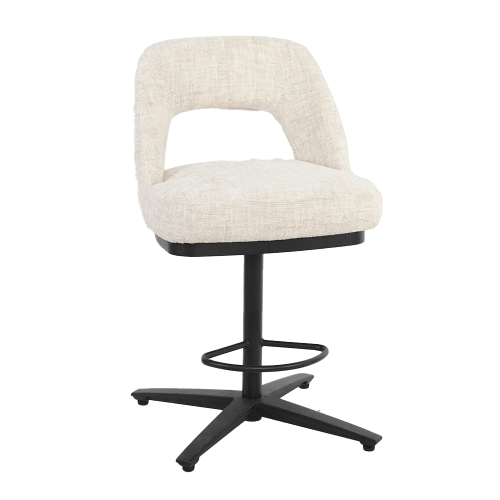 Caldes Barstoel - fabric Ted 24 off-white (draaibaar) - Tower Living
