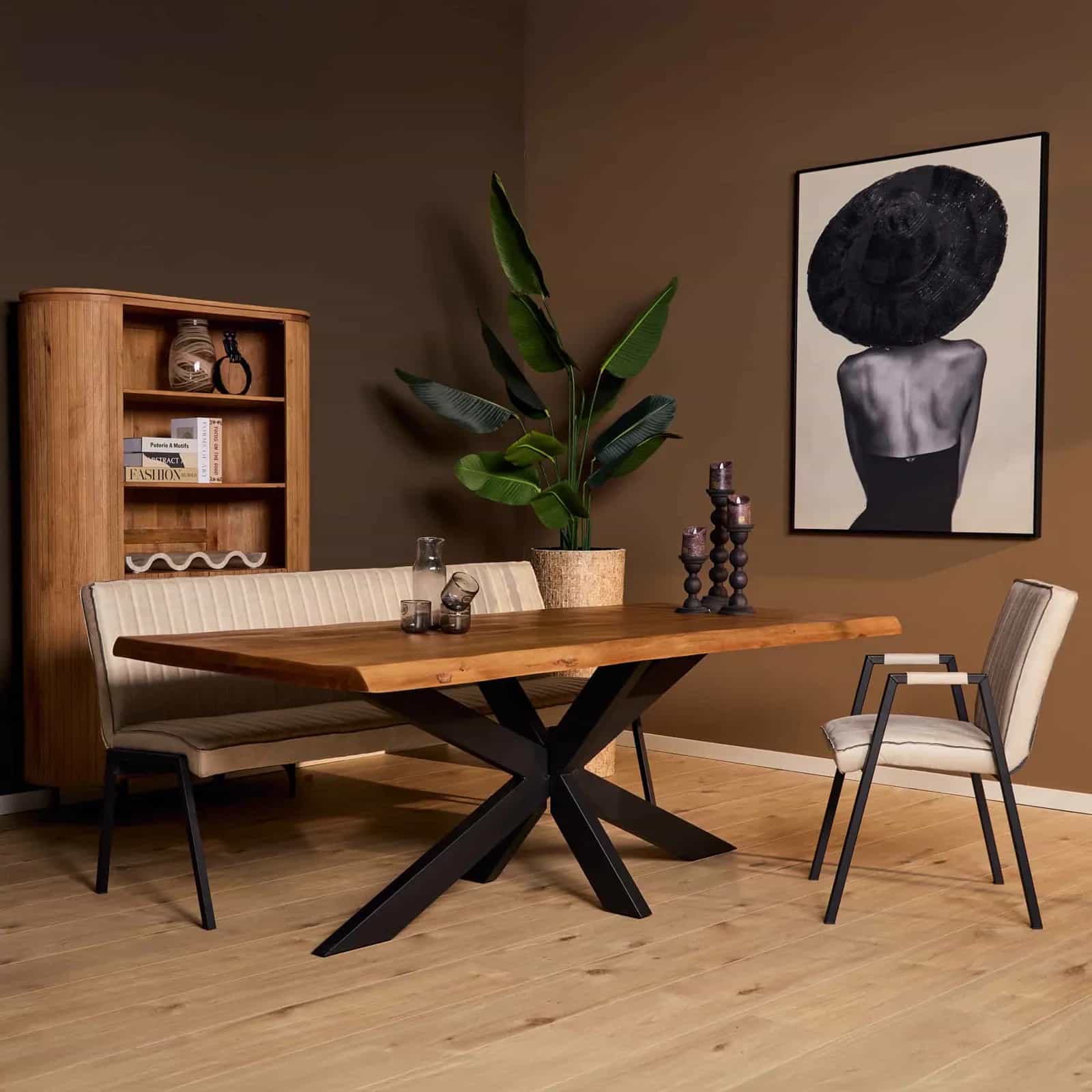 Boomstamtafel Boston Naturel Mangohout 220 cm